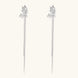 Silver-toned threader earrings featuring detailed fairy figure with wings and dual delicate chain strands, zirconia accents