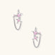 Pair of silver star-shaped ear climbers with pink zirconia stones connected by delicate chains