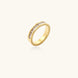 14K gold-plated band with channel-set zirconia and Greek key pattern engraving on polished finish
