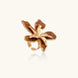 Large rose gold ring with marbled brown enamel petals in a sculptural flower design